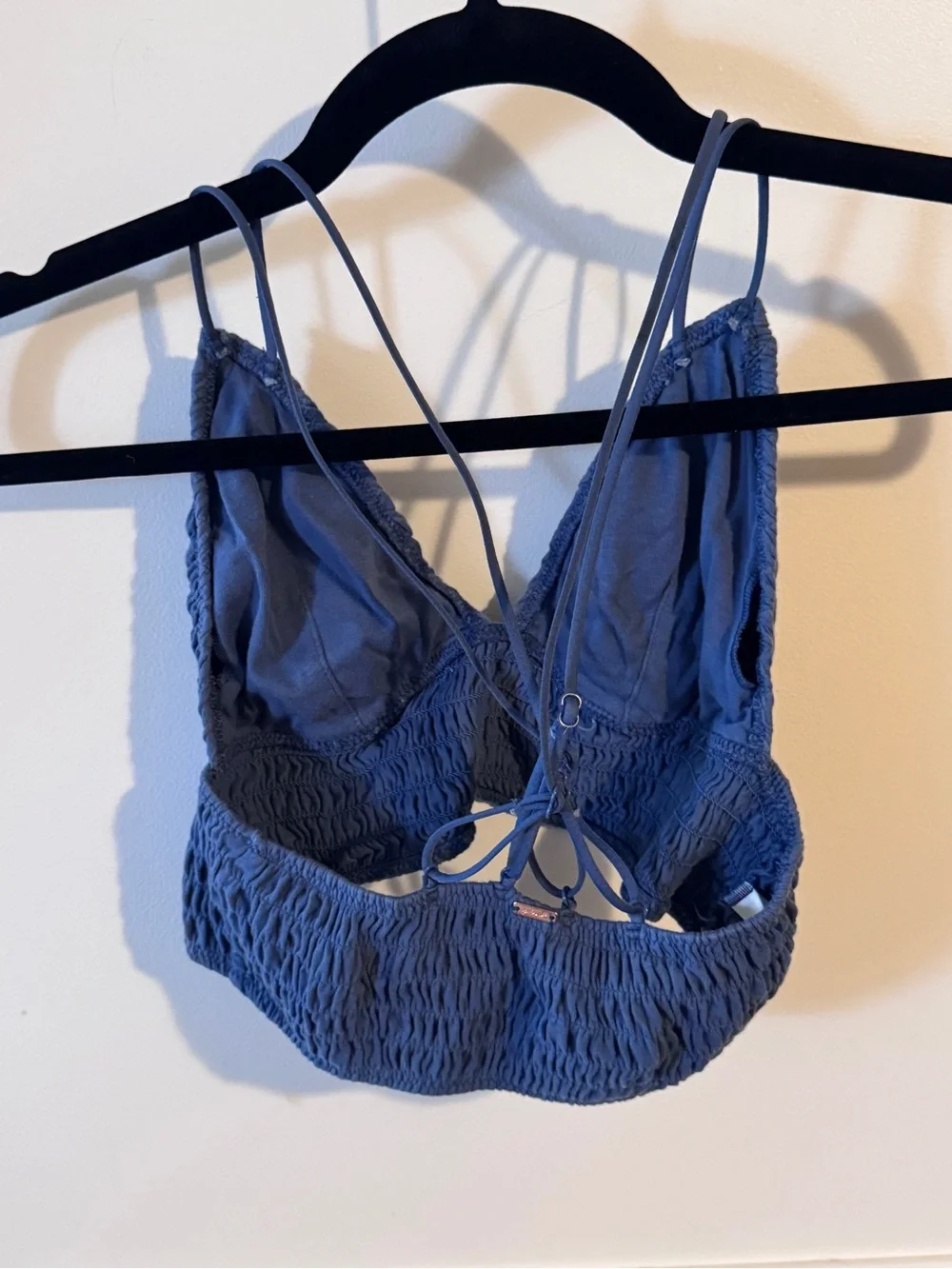 PINK Victoria's Secret Smocked V-Neck Bralette - Navy Blue